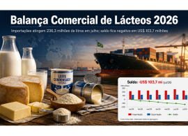 Comércio brasileiro de lácteos é impulsionado em julho pela compra de queijos e leite em pó